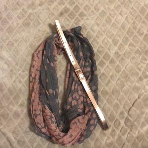 Pink and gray scarf with rose gold belt XL